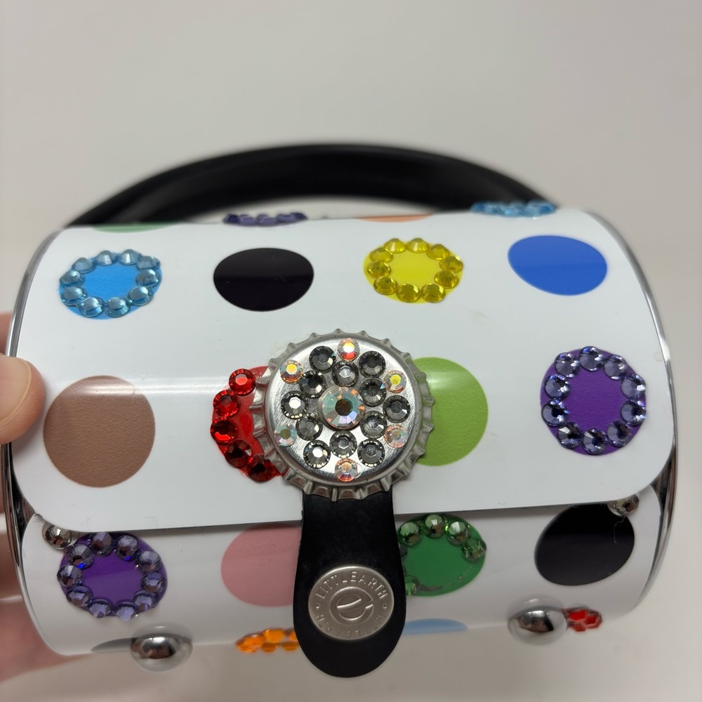 Little Earth Metal Embellished Crystals Handbag Clutch Purse - Picture 3 of 12